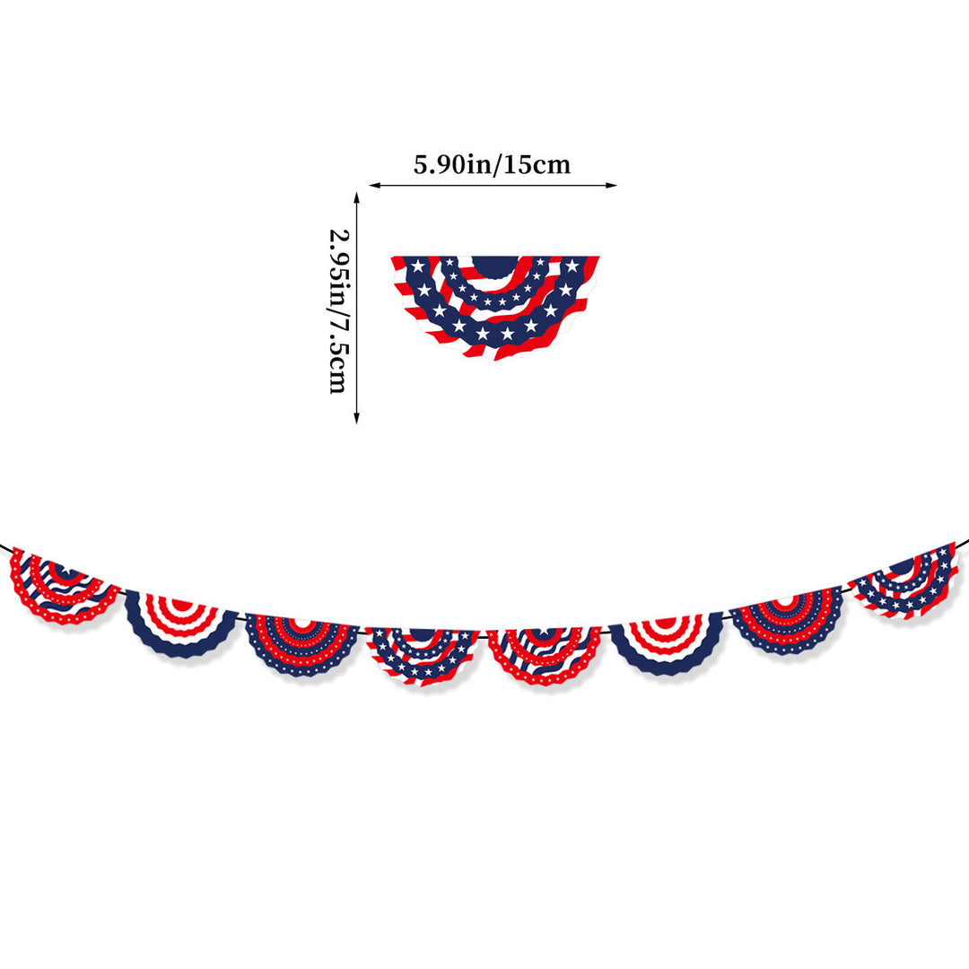Unisex decorative paper fan garland with wavy semicircle pennants and star pattern Kalsten