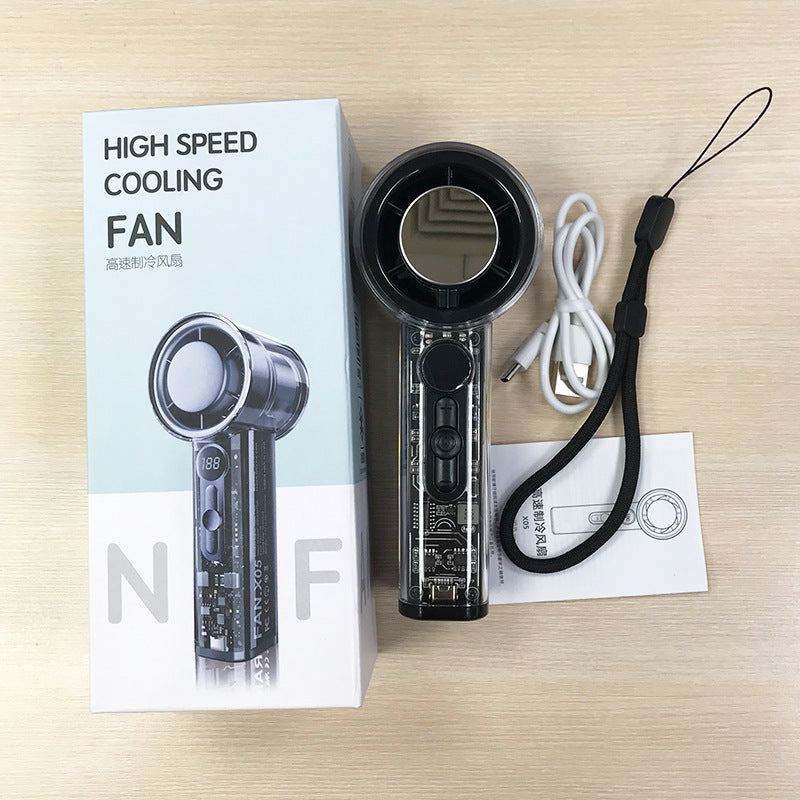 Cooling transparent handheld bladeless high-speed portable USB rechargeable fan Kalsten