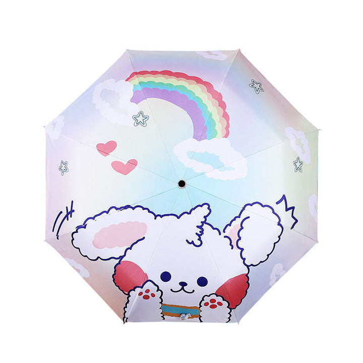 Women's Folding Umbrella with Cute Animal Motif and Windproof Design Kalsten