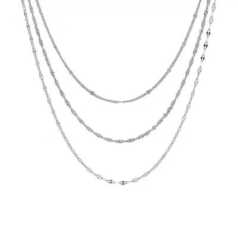 Multi-Layered Silver Chain Necklace Kalsten