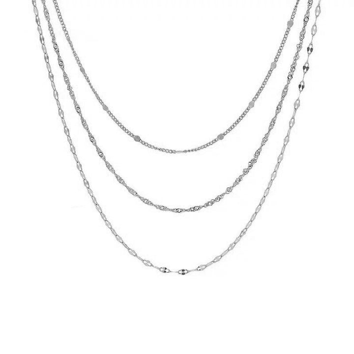 Multi-Layered Silver Chain Necklace Kalsten
