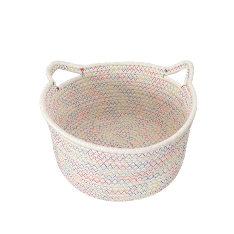Women's Round Woven Storage Basket with Practical Handles Kalsten