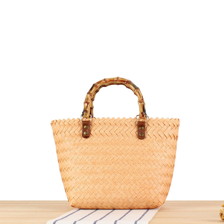 Braided handbag with high-quality bamboo handle Kalsten