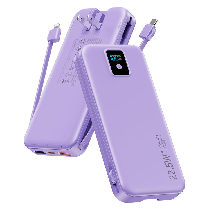 Power bank with digital LCD display and integrated charger Kalsten