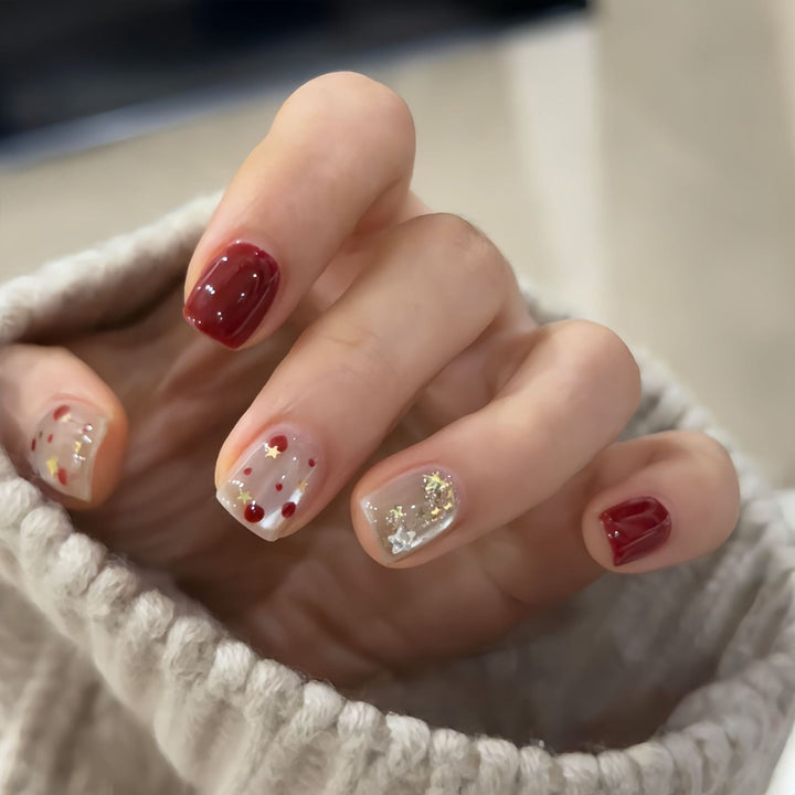 Nail set with sparkling glitter details and creative designs Kalsten