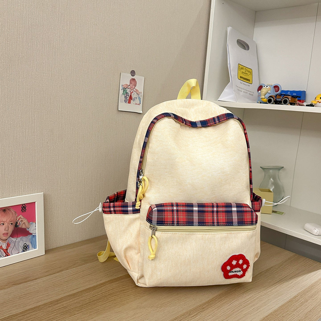 Casual Plaid Pattern School Backpack