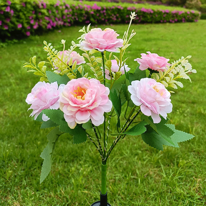 Solar-Powered Realistic Peony Garden Stake With Integrated Warm LED And Weatherproof Base Kalsten