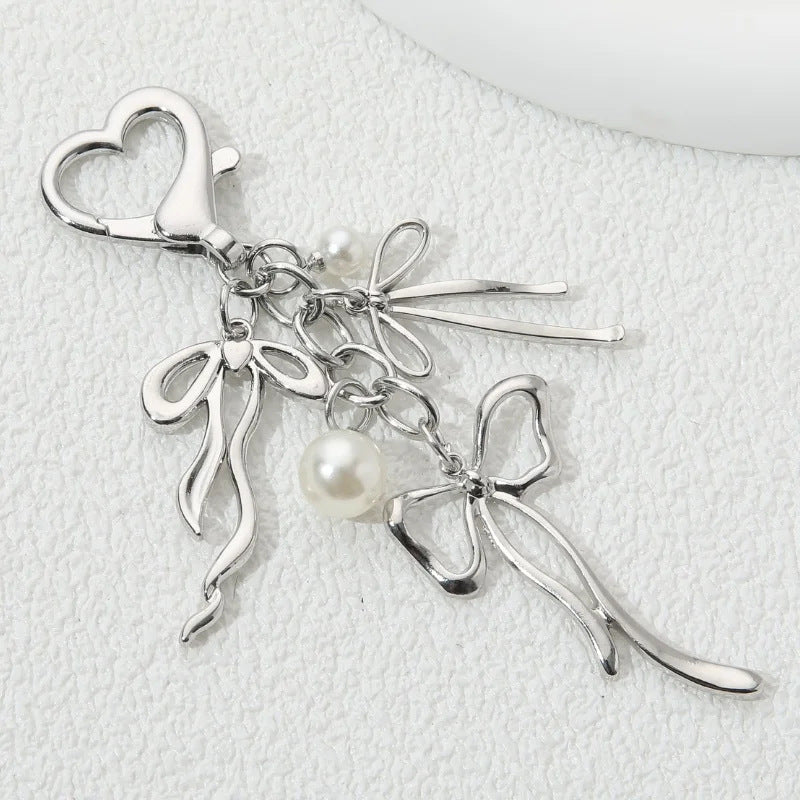 Decorative Heart and Bow Charm Keychain Kalsten