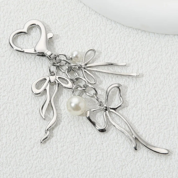 Decorative Heart and Bow Charm Keychain Kalsten