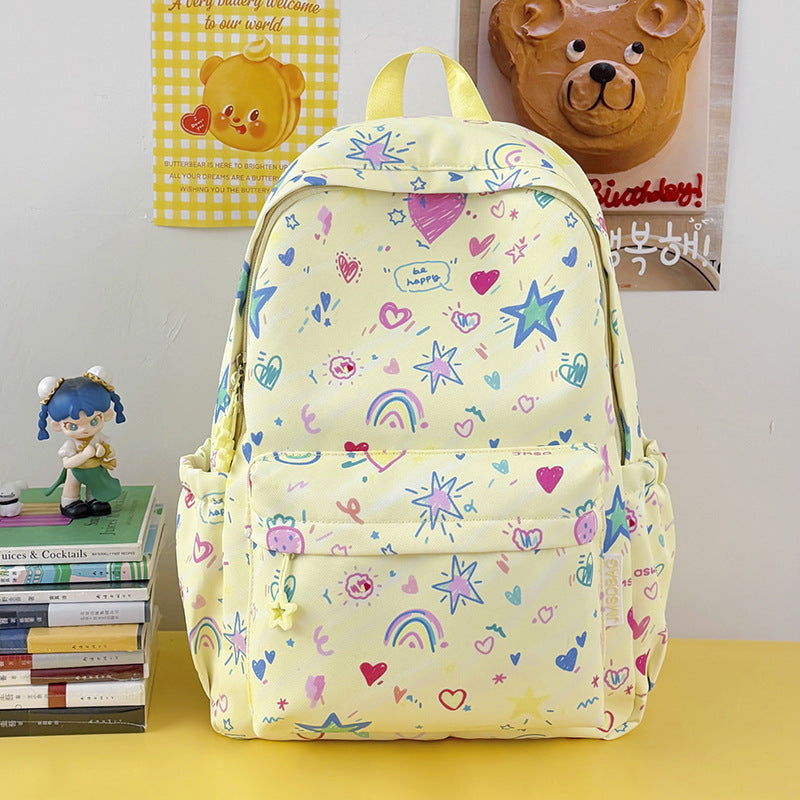 Cartoon-Themed Multi-Pocket School Backpack