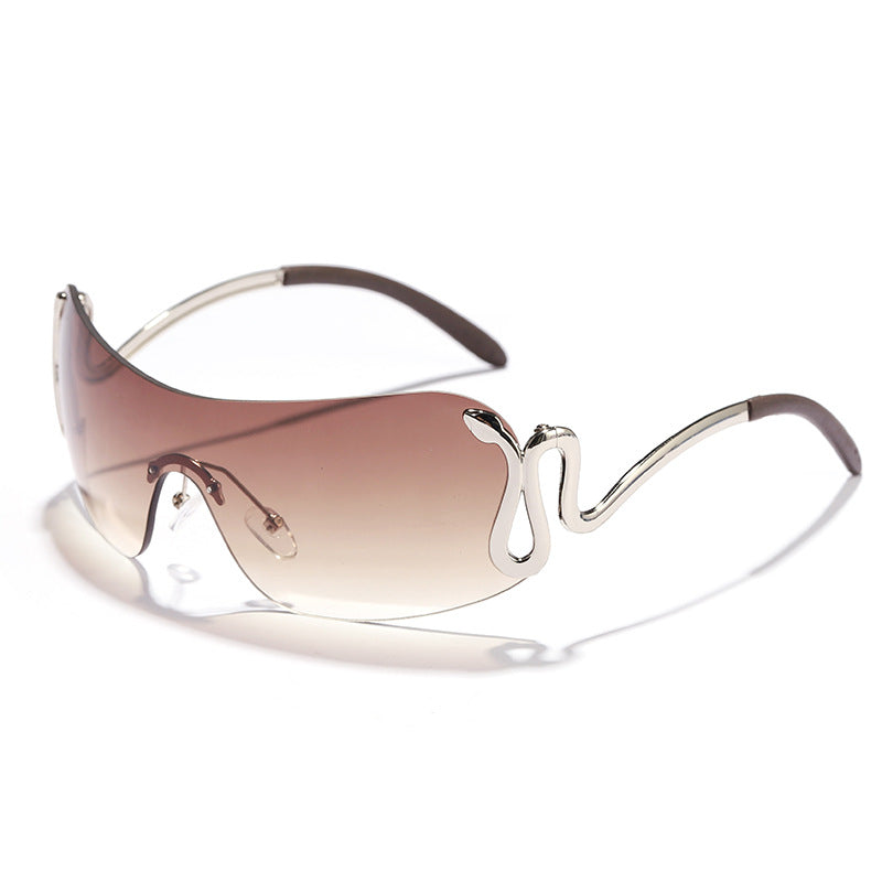 Women's fashionable futuristic sunglasses with curved frame Kalsten