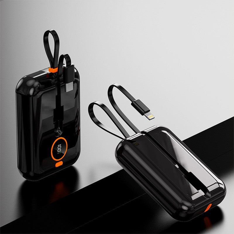 Portable Mini Power Bank with Integrated Charging Cable and Digital Display Kalsten