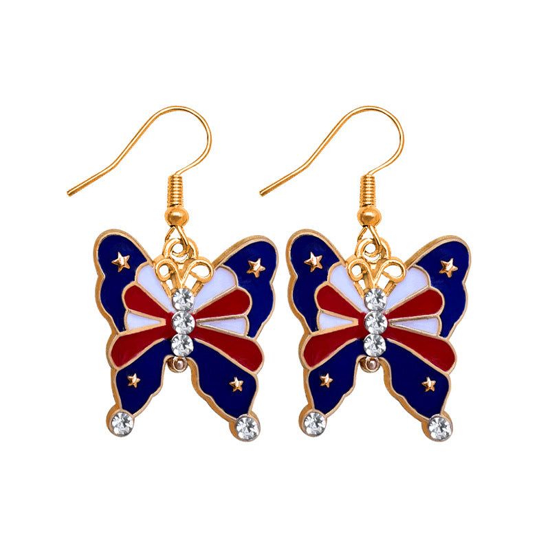 Women's stud earrings wing design enamel with star motif and fine alloy Kalsten