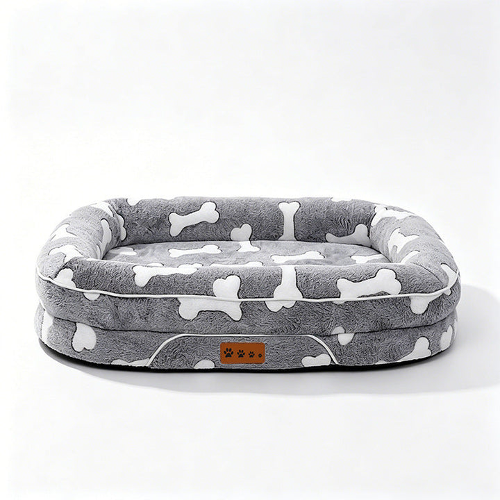 Plush Heart-Patterned Dog Bed
