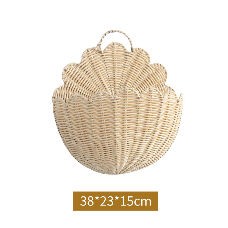 Handwoven wall basket with wave pattern Acalora