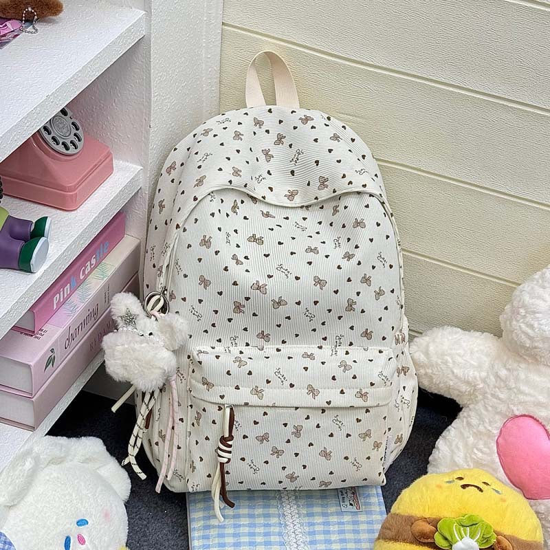 Casual Patterned Fabric School Backpack