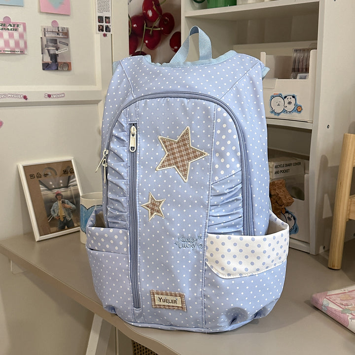 Cute Star-Patterned Ruffled School Backpack