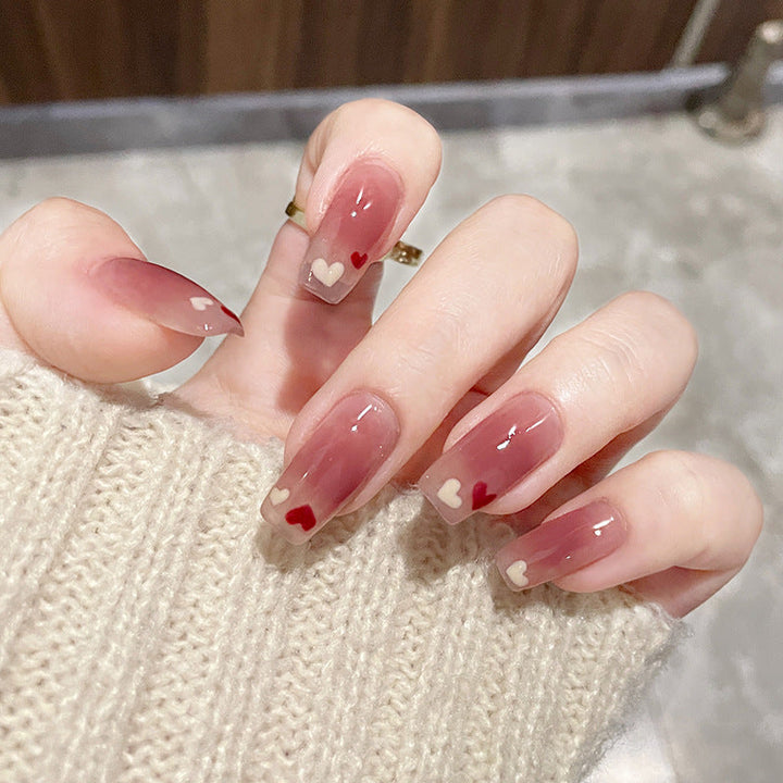 Stylish heart and ombre design artificial nails Kalsten
