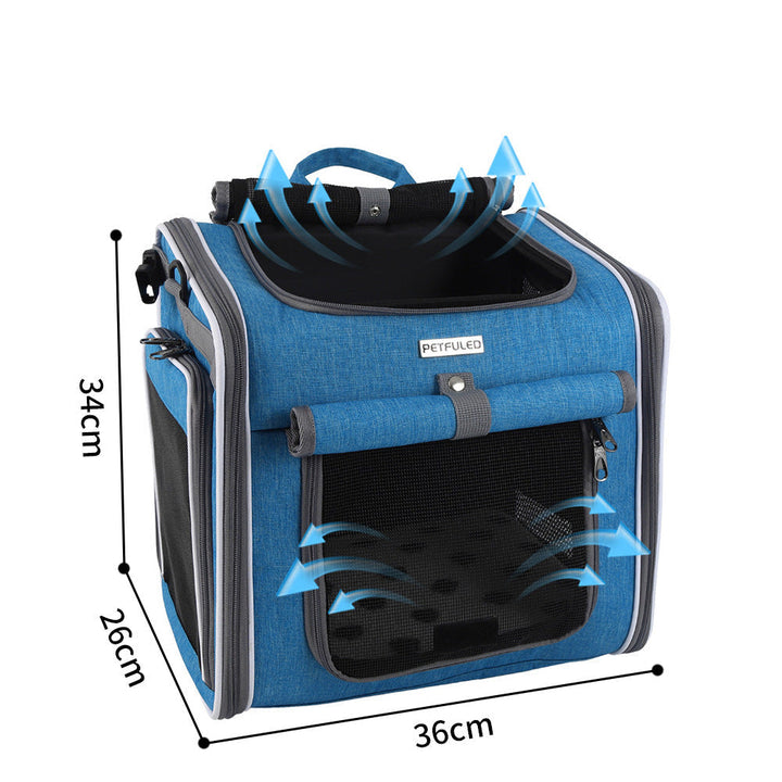 breathable bike-mounted pet carrier with mesh ventilation, top-entry access and safety leash Kalsten
