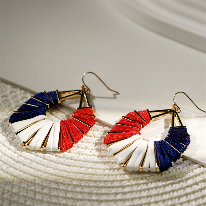 Ladies handmade Boho hoop earrings with textile wrap and bead application Kalsten