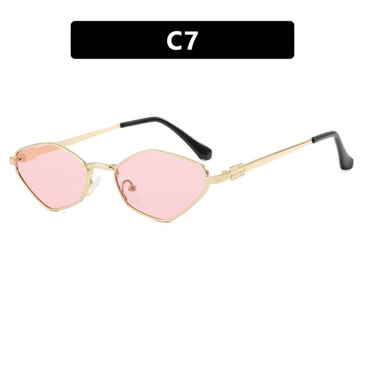 Women's geometric sunglasses with glossy metal frame and polarized lenses Kalsten