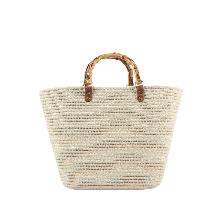 Stylish beach bag with bamboo handles Kalsten
