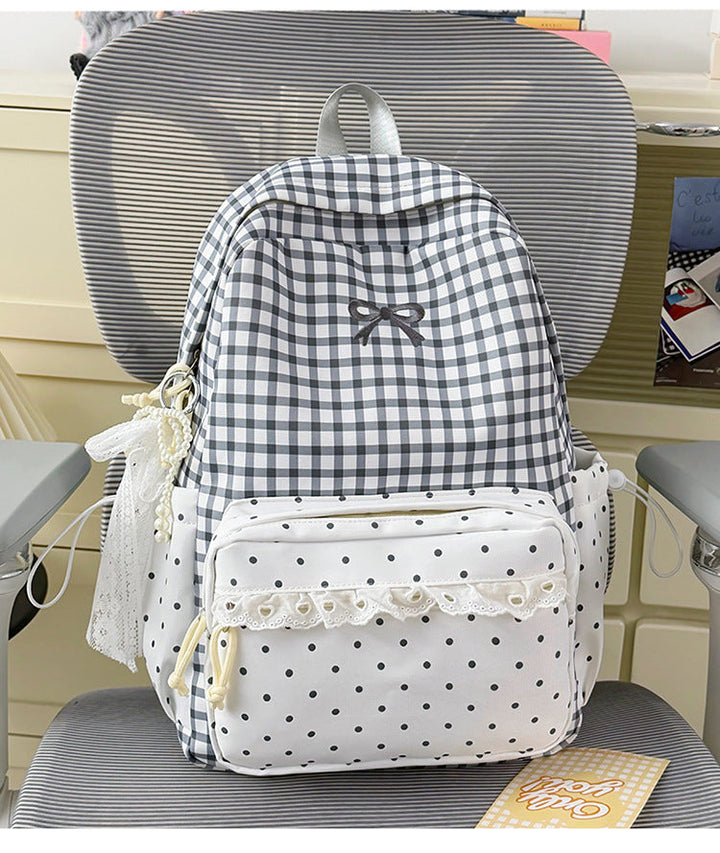Cute Checkered Patterned School Backpack