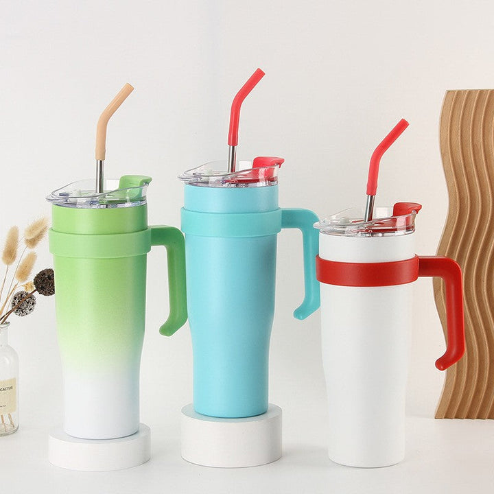 Women's insulated cup with straw and ergonomic handle Kalsten