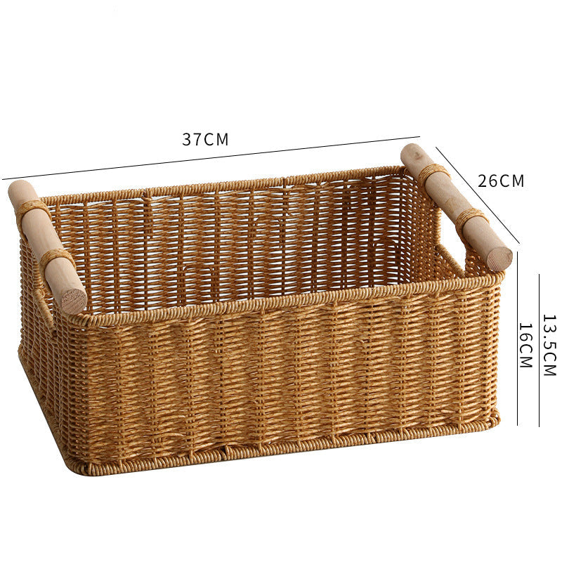 Handcrafted Woven Storage Basket with Wooden Handles Kalsten