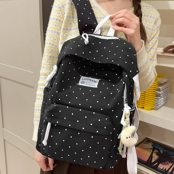 Polka-Dotted Canvas Backpack Kalsten