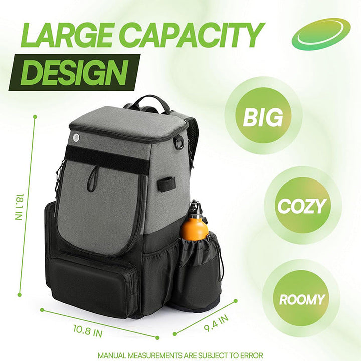 Unisex nan robust Disc Golf Backpack with padded disc compartment, side bottle holder, and multifunctional accessory pockets Kalsten