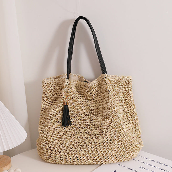 Durable basket bag with synthetic leather handle reinforcement Kalsten