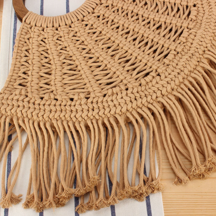 Macramé Handbag with Wooden Handles Kalsten