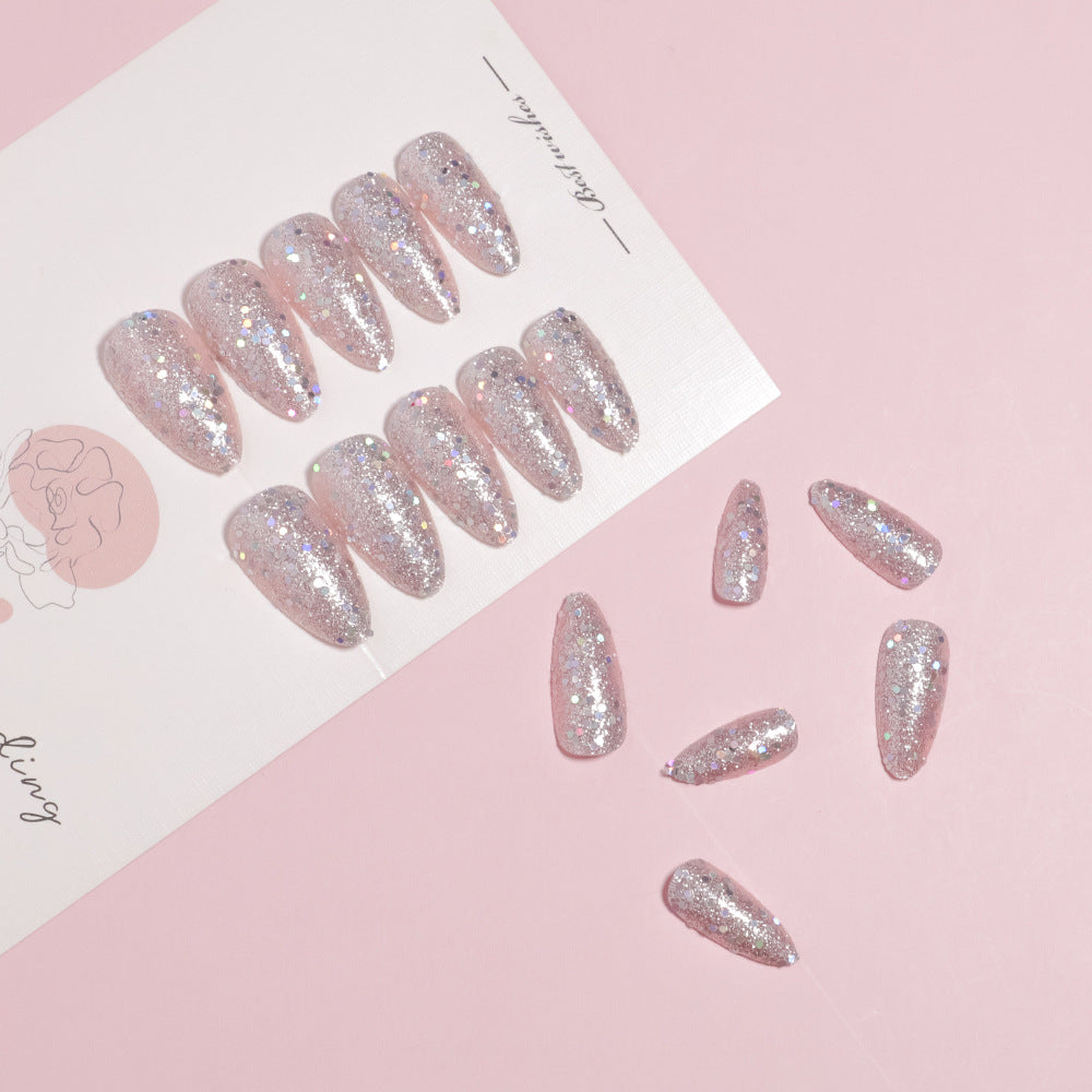 Sparkling Glittery Almond-Shape Press-On Nails Kalsten