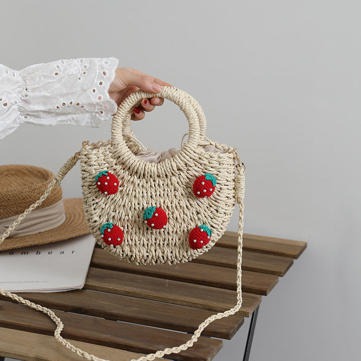 Bast bag with cheerful strawberry motifs Kalsten