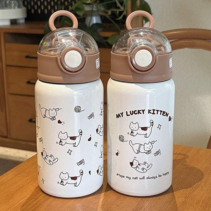 Unisex water bottle Kalsten with funny cat pattern and practical lid