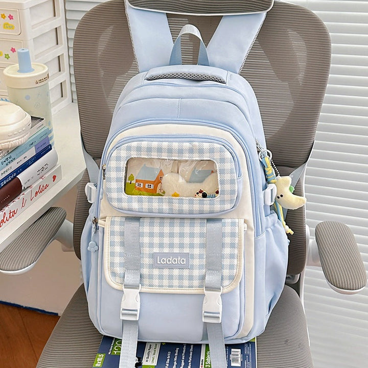 Multi-Compartment Stylish Transparent Panel School Backpack