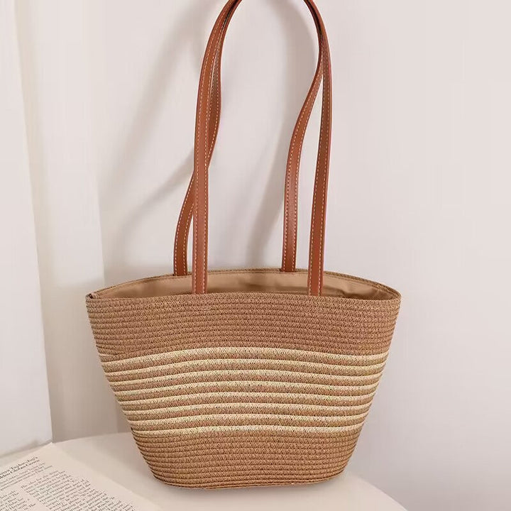 Elegant Bast Handbag with Leather Handles Kalsten