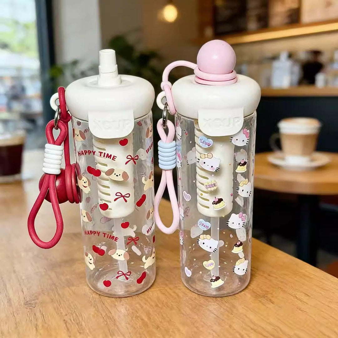 Women's water bottle with cheerful design and practical carrying handle Kalsten