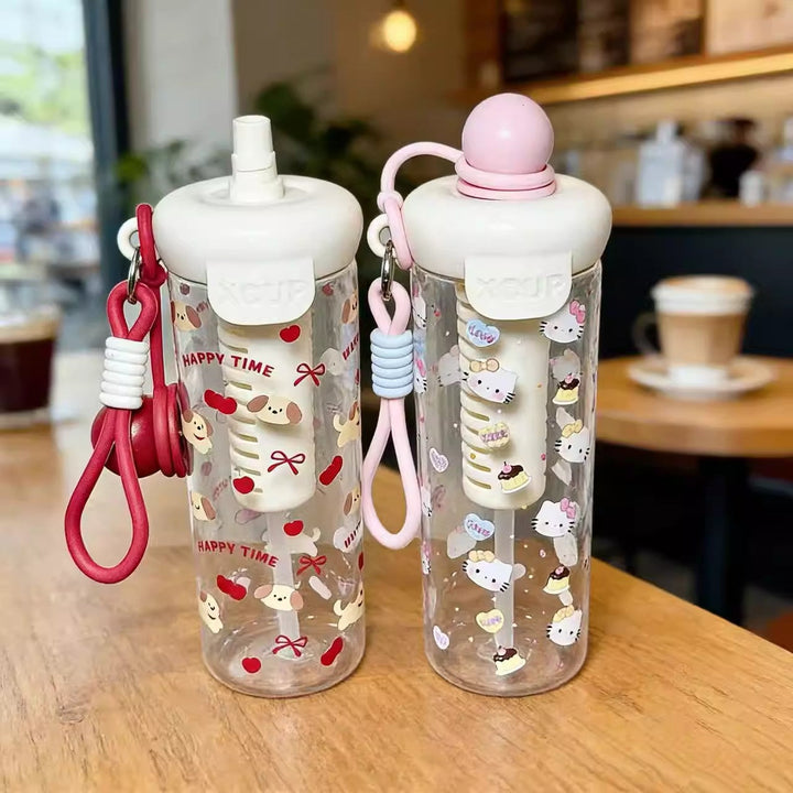 Women's water bottle with cheerful design and practical carrying handle Kalsten