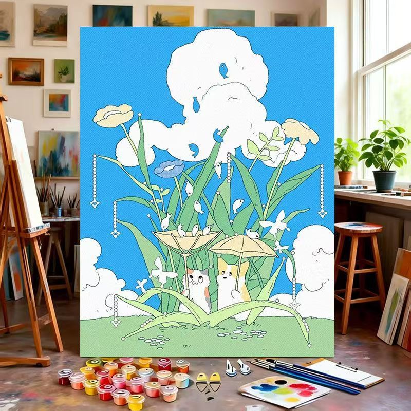 Whimsical Nature-Themed Paint by Numbers Canvas Art Kalsten