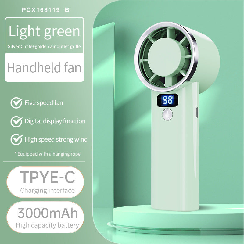 Unisex handheld fan with digital display and five speed levels Kalsten