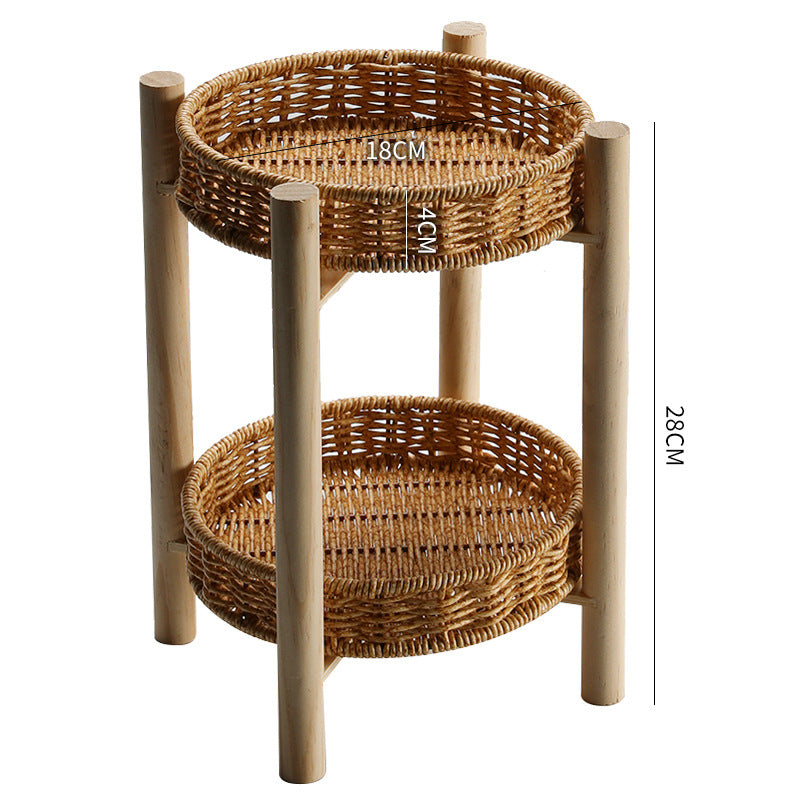 Unisex Round Storage Bowl with Wooden Legs Kalsten