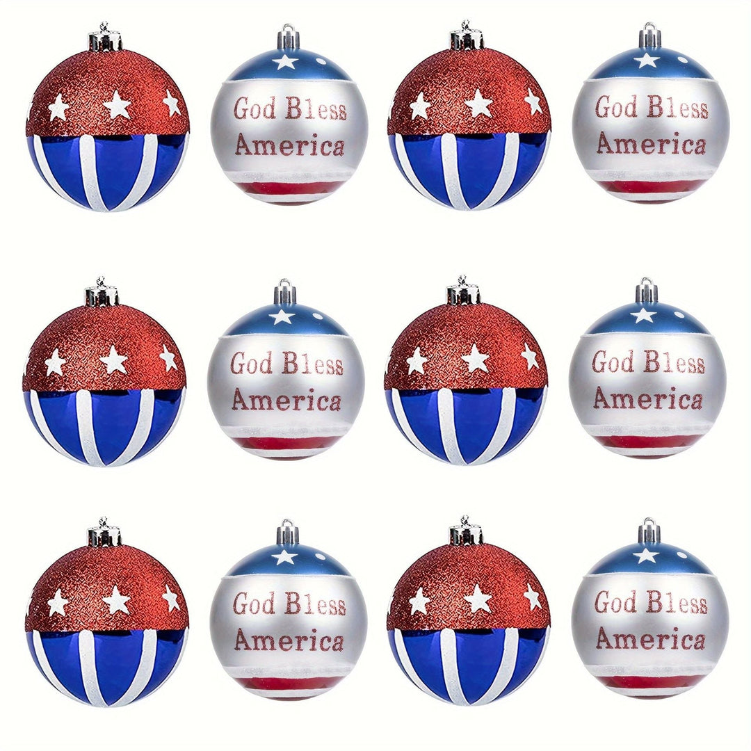 Unisex nan patriotic glass Christmas bauble set with glitter effect and inscription Kalsten