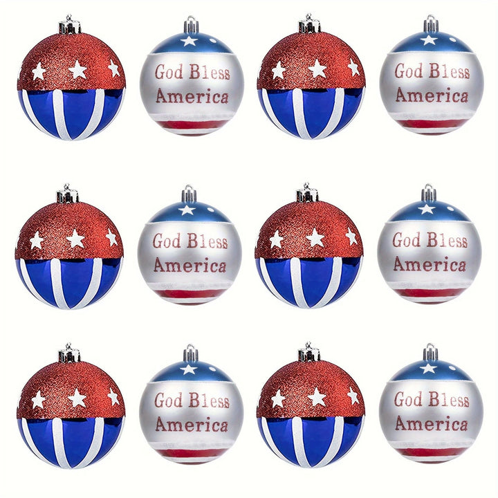 Unisex nan patriotic glass Christmas bauble set with glitter effect and inscription Kalsten