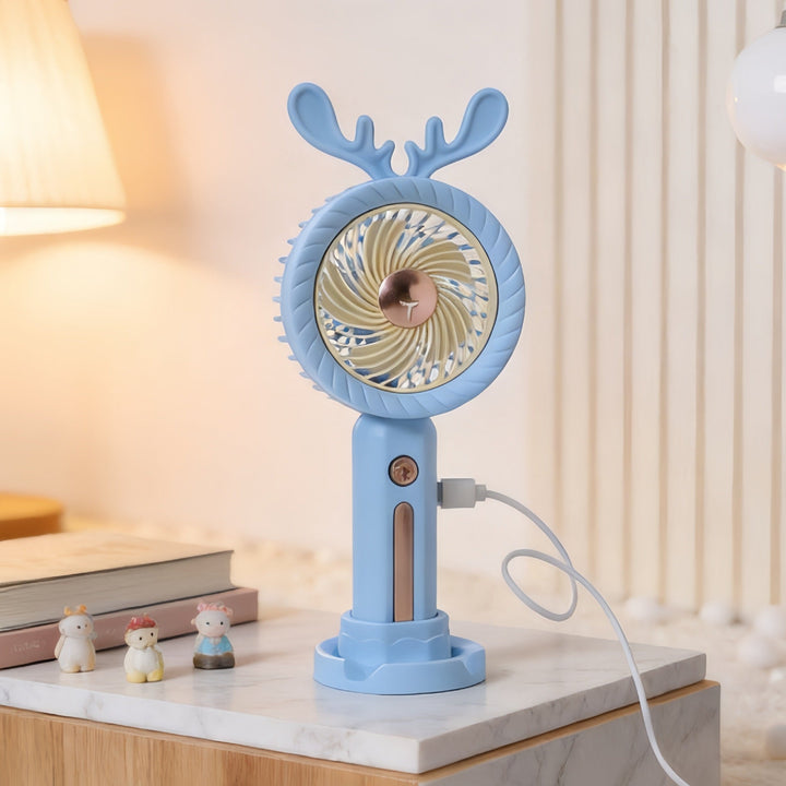 Women's Portable Hand Fan with Creative Antler Design Kalsten