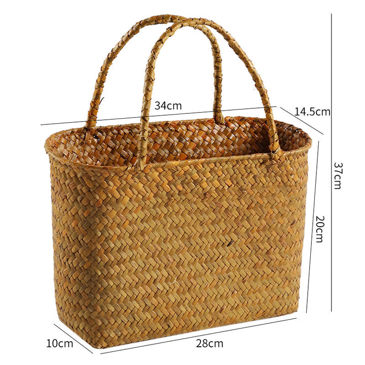 Unisex Handwoven Shopping Container with Double Handle Kalsten