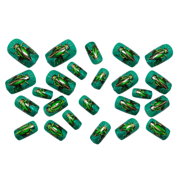 Creative nail art with vibrant insect motifs Kalsten