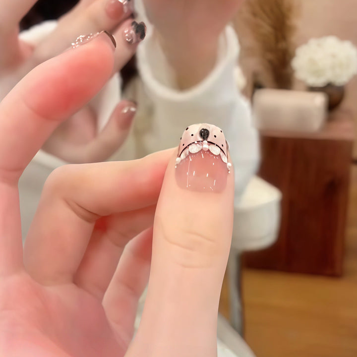 Elegant artificial nails with flower décor and glitter Kalsten