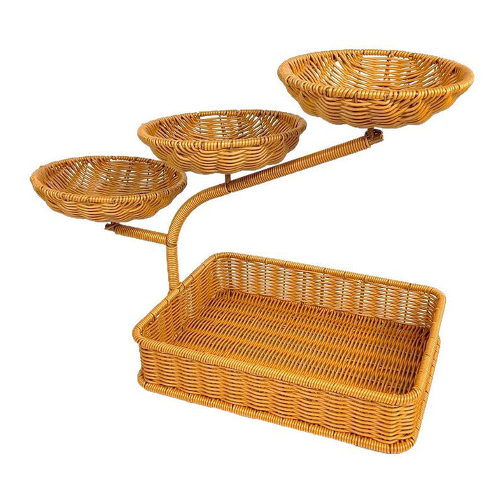 Unisex fruit and vegetable rack made of rattan with multiple levels Kalsten